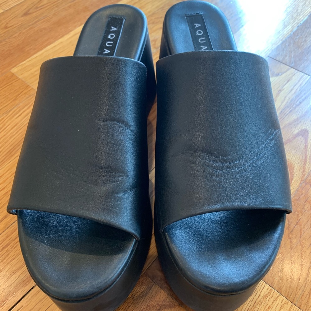 Aqua black platform slides